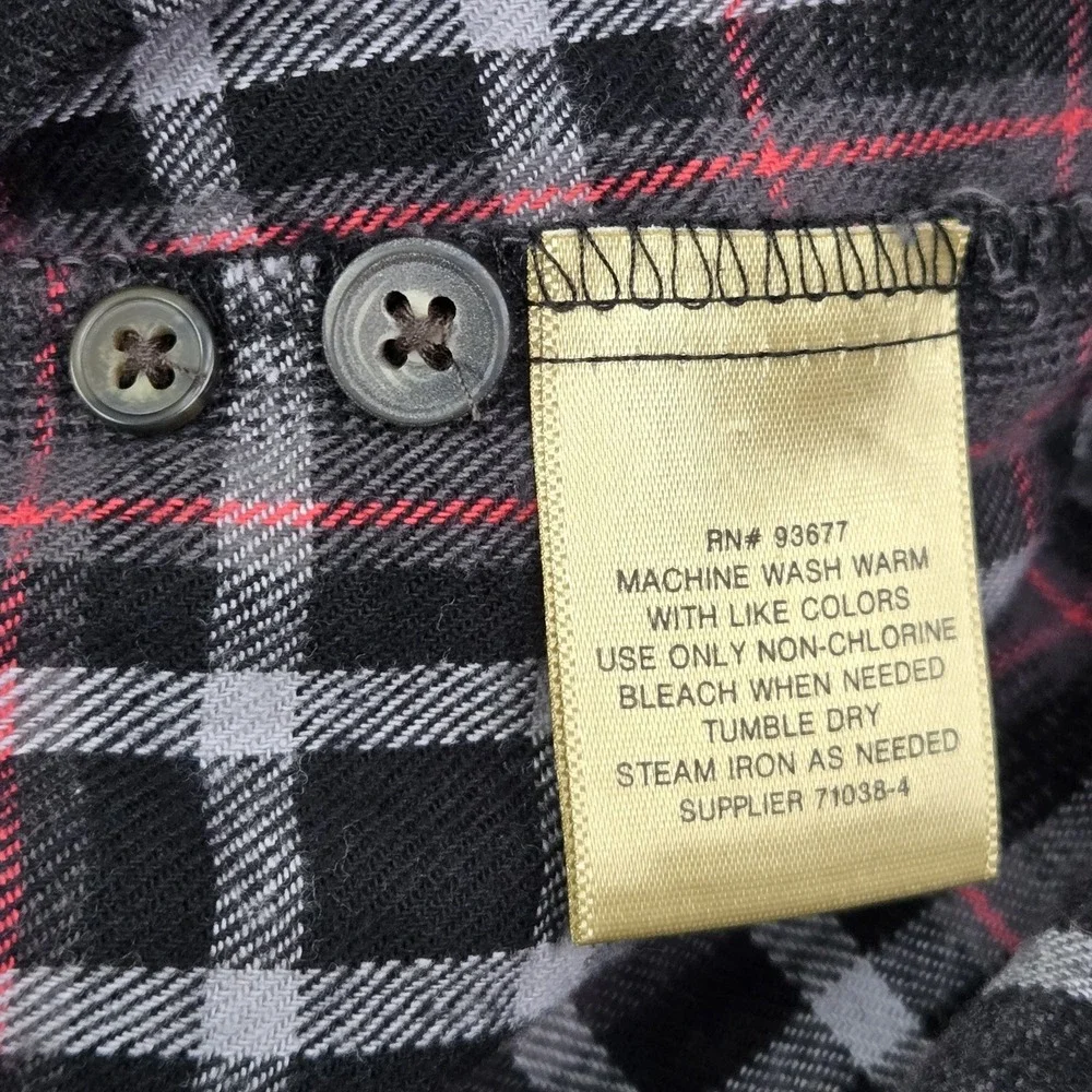 The Foundry Supply Co. Men Button Up Shirt 2XLT Black‎ Plaid Flannel